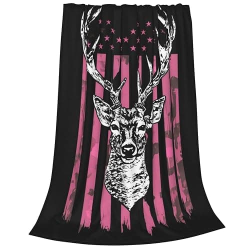 Travel Throw Blanket Warm American Flag camo Funny Deer Hunting Pink Camouflage Ultra-Soft Micro Fleece Blanket Elegant Throw Blanket for Teens, Women Men, Girls Boys thumbnail 3