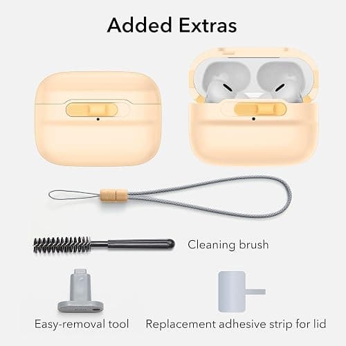 ESR for AirPods Pro Case (2023/2022/2019, 2nd/1st Gen), Compatible with Airpods Pro 2 (USB-C/Lightning Cable), MagSafe Ready, Magnetic Lid Lock, Full Drop Protection Cover with Lanyard, Yellow thumbnail 9