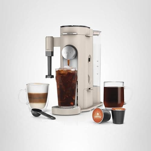Ninja Pod & Grounds | Coffee Maker | XL Single-Serve | K-Cup Pod Compatible | Brews Grounds | Compact Design | Built-In Milk Frother | 68-oz. Reservoir, 6-oz. Cup to 24-oz. Mug Sizes | Stone |PB055AST thumbnail 11