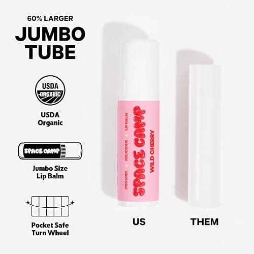 Space Camp Wellness Jumbo Lip Balm - Juicy Watermelon Organic Flavored Balm (2 Pack) thumbnail 5