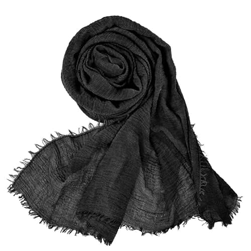 Women Summer Cotton Blend Crinkle Vintage Soft Long Scarf Linen Beach Shawl Wrap - Image 1