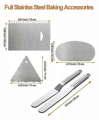 Tortenplatte Drehbar Aluminiumlegierung, Yizish Drehbare Tortenplatte 31 cm, Drehteller Torte Dekorationssets mit 2 Eisspatel und 3 Teigschaber Edelstahl zum Backen, Gebäck und Muttertag thumbnail 3