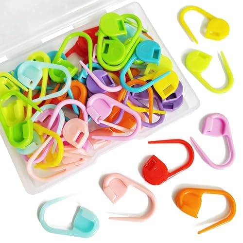 50 Pieces Colorful Knitting Markers Crochet Clips Crochet Pins Bulk Stitch Markers Locking Stitch Knitting Place Markers DIY Craft Plastic Safety Pins Weave Stitch Needle Clip Counter(10 Colors) - Image 1