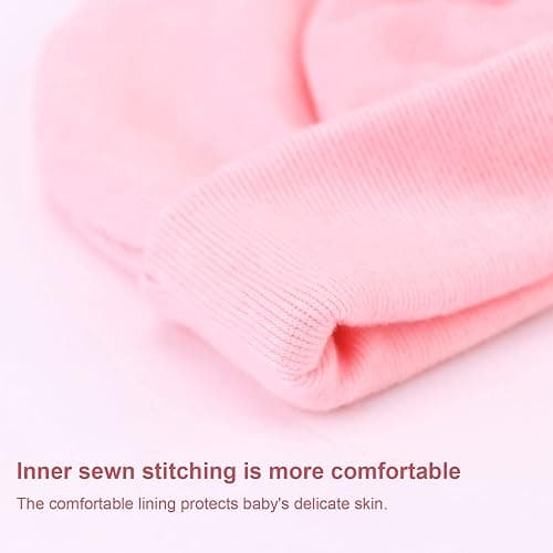 AQOKKA Newborn Baby Girl Hats with Bow Cotton Toddler Infant Beanie Cap Newborn Hospital Hats for Baby Girl Kid 0-24 Months thumbnail 6