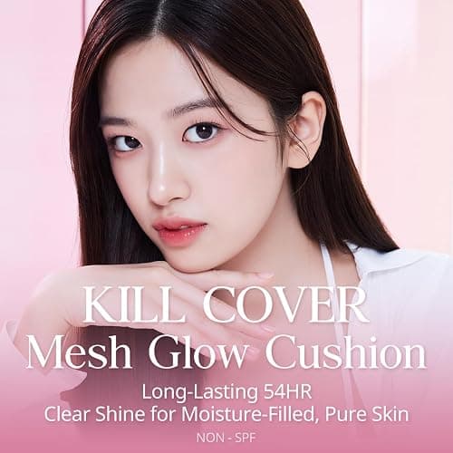CLIO Kill Cover Mesh Glow Cushion Foundation ([Refill Included] 15g*2, 24W SAND), Glass Skin, Long-Lasting, Lightweight, Buildable Coverage, Glowy Skin Makeup thumbnail 2