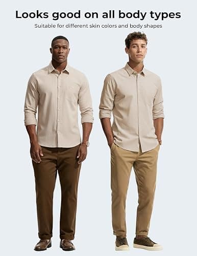 PJ PAUL JONES Men's Casual Button Down Shirts Long Sleeve Linen Beach Wedding Shirt Summer Vacation Shirt for Men thumbnail 6