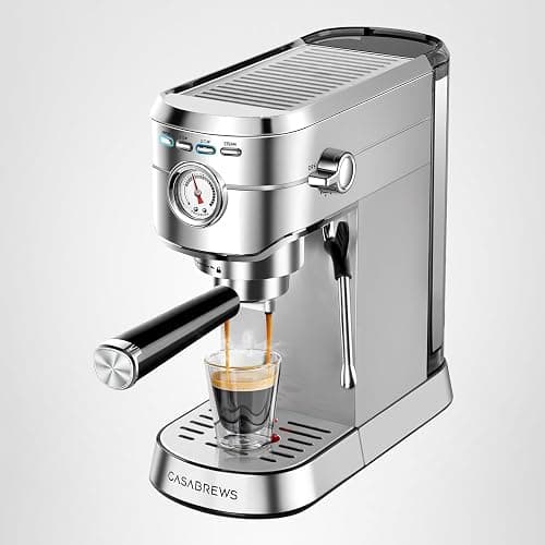 CASABREWS CM5418 Espresso Machine 20 Bar, Compact Espresso Maker with Steam Milk Frother, Stainless Steel Coffee Machine with 34oz Removable Water Tank for Cappuccino, Small Latte Machine, Silver thumbnail 9