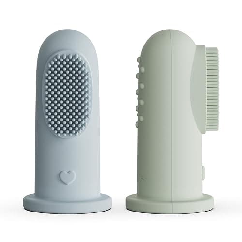 Moonkie Babyzahnbürste Fingerzahnbürste Mundreinigungsset für 3 Monate +, 2 Stück (Cloud/Mint) - Cloud/Mint - Image 1