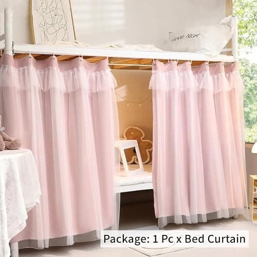 Dorm Home Bunk Bed Curtain Cloth Solid Thicken Bed Canopy Students Privacy Bed Shading Curtain Tent Lightproof Breathable Blackout Bedding Canopy Spread Curtain Bed Tent Drape for Dorm College Home thumbnail 6