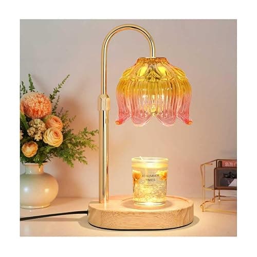 Flower Candle Warmer lamp with Timer Dimmer,Adjustable Height Candle Warmer,Fits All Jar Scented Candles,Christmas Gifts for Mom Women,Candle Lamp for Bedroom Home Decor,Light Pink - Image 1
