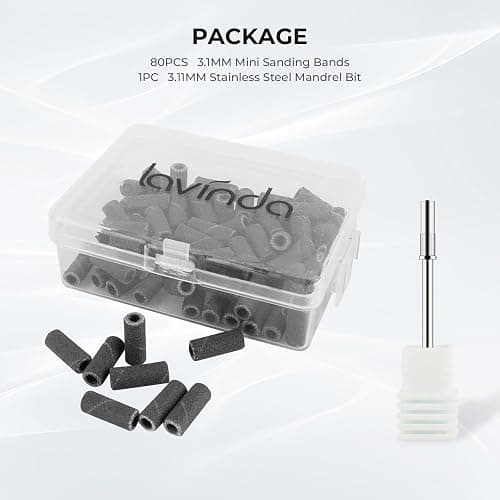 Lavinda Small Sanding Bands Nail Drill Bit, 80 Piece Extra Fine Sanding Bands for Nail Drill with 3.1mm Mandrel Bit for Acrylic Nails Gel Removing Shaping Polishing Nail Salon Use (240 Grit, Black) thumbnail 8