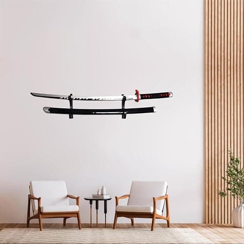 Eforlife 2/Set Sword Hook Wall Mount Samurai Sword Hanger Display Holder Adjustable for Katana Wakizashi Tanto Genji Sword Weapon Rack thumbnail 5