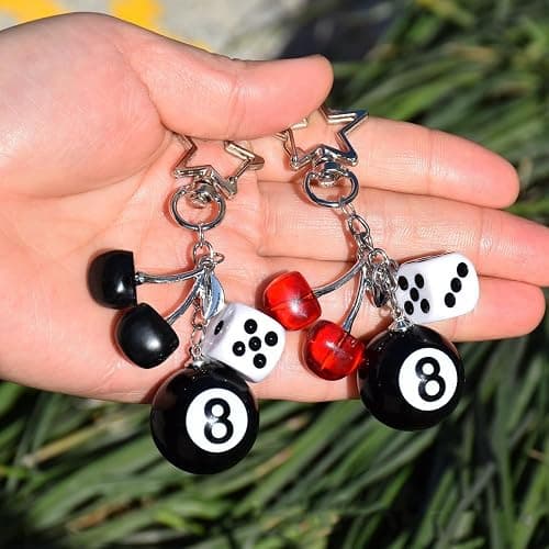 Agamino 8 Ball Keychain, Aesthetic Keychain Bag Charms with Key Ring Decor for Bag, Purse, Car Keys, Handbags thumbnail 6