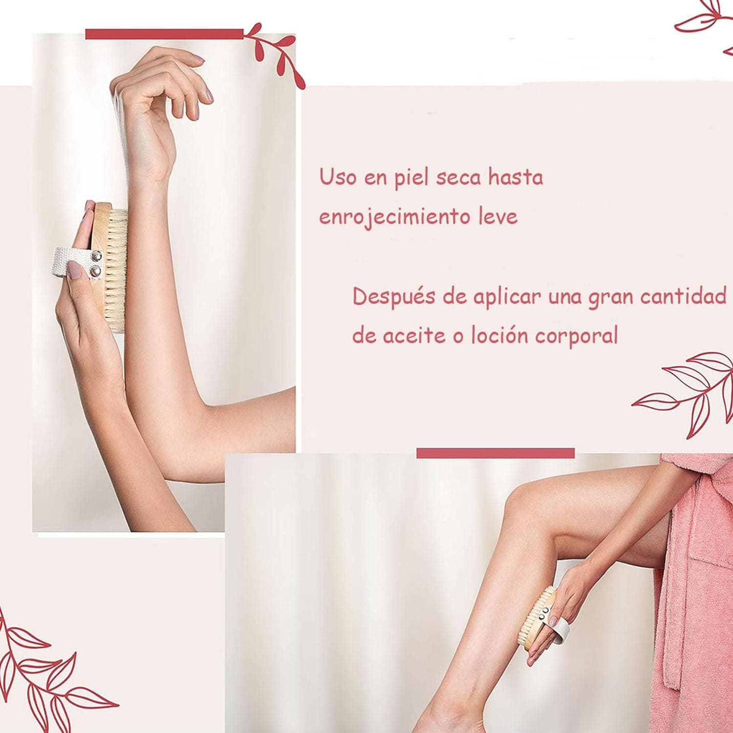 Wzenclave Cepillo Corporal Exfoliante 100% Natural con Mango de Bambú - Libre de Plástico, Cerdas Vegetales para Masaje en Seco, Reduce Celulitis y Mejora la Circulación thumbnail 4