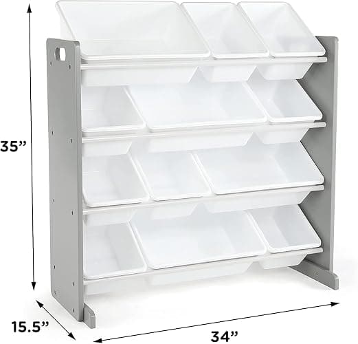 Lennox Furniture Toys Storage Organizer 12 bin in Grey thumbnail 2