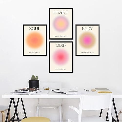 NCYEL 4 colorful abstract halo posters angel number positive energy inspirational language inspirational wall art bedroom girls room pink decoration living room bedroom apartment hotel dormitory 8x10 - yellow angel halo - unframed 8x10 inch thumbnail 5