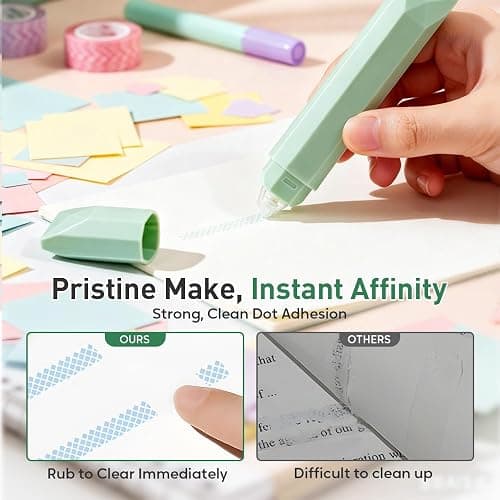 Double Sided Tape Pens, 4PCS Craft Adhesive Glue Applicator, Double Sided Glue Pen for Scrapbooking, Gift Wrapping, Photo Mounting, School Office DIY Crafts (Green) thumbnail 3