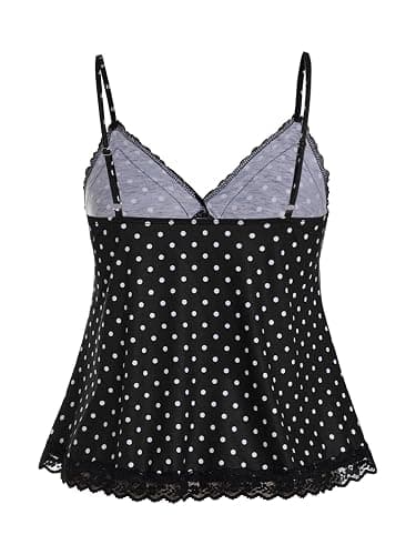 SOLY HUX Womens Y2K Lace Cami Sleeveless Striped Spaghetti Strap Camisole Gothic Babydoll Tops thumbnail 2