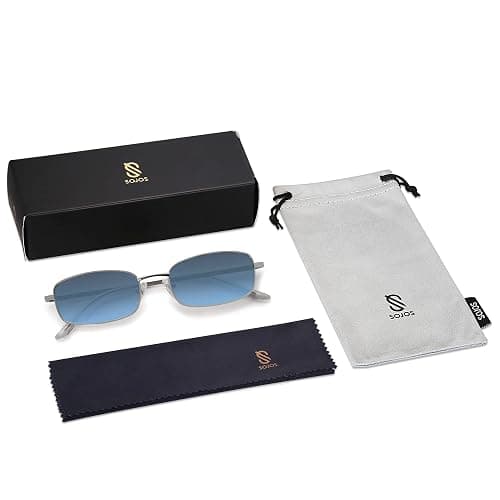 SOJOS Small Trendy Rectangle Sunglasses Womens Mens, Retro 80s 90s Y2k Chic Narrow Thin Skinny Sunnies SJ1187 thumbnail 6