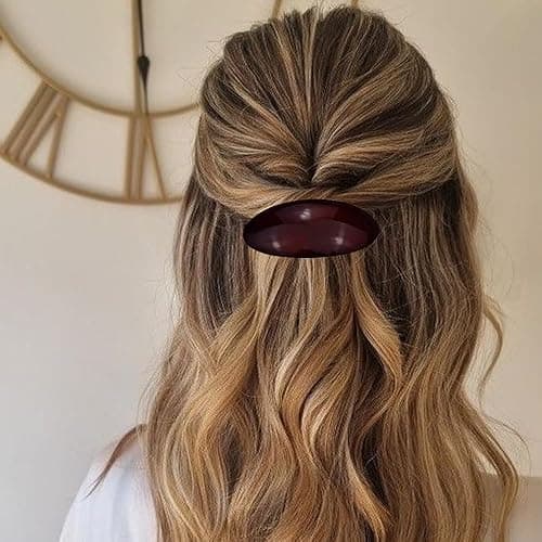 3 PCS Acetate Hair Barrette,Large Vintage Hair Barrette for Women,French Tortoise Shell Hair Clips Vintage Snap Hair clips Accessories Gifts for Women Girls Thick Hair (Style 3） - Beige + Light Pink + Coffee thumbnail 4
