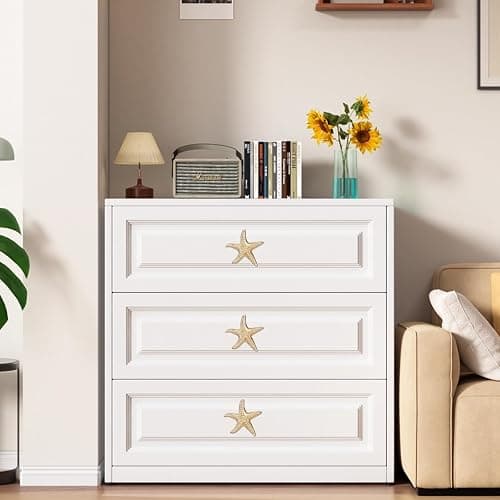 Chinflly 6 PCS Starfish Drawer Knobs,Gold Cabinet Pulls Dresser Knobs Furniture Hardware Handles Ocean Style Wardrobe Cupboard Door Pulls thumbnail 6