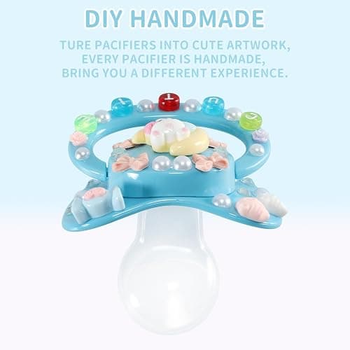 CutiePlusU Adult Sized Pacifier Dummy for Adult-Big Shield DIY Handmade-Blue Moon Bear thumbnail 4