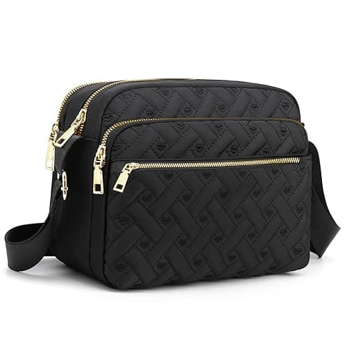 Medium Nylon Crossbody Bags for Women Trendy Crossbody Purses Travel Large Cross Body Bag Quilted Purse - Image 1