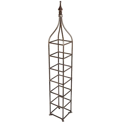 H Potter Trellis Obelisk Tall Metal Garden Decor Vertical Yard Art for Roses Climbing Plants Weather Resistant Wrought Iron Ornamental (Charcoal Brown, 6 Foot) thumbnail 7
