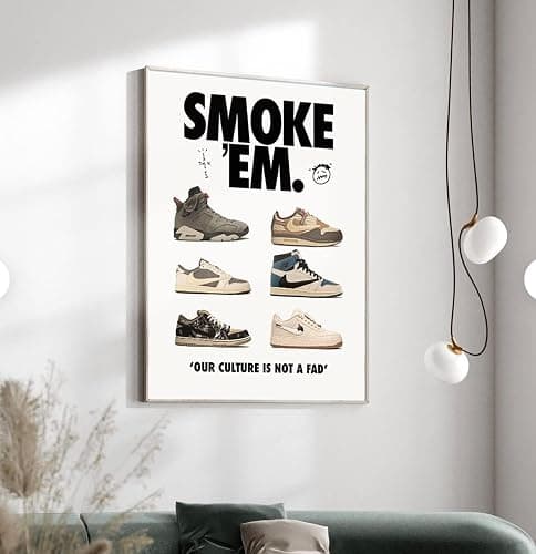 CREAARO Hypebeast Sneaker Poster Unframed - Room Decor Shoes for Boys Guys Men - AJ - Wall Art Décor Aesthetic Cool Shoes Painting 12x16 inch thumbnail 5