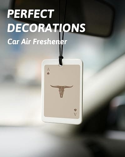 FISWAFY Boho Beige Western Car Air Freshener 4 Pcs, Preppy Cowgirl Cow Skull Cactus Ace Card Hanging Air Freshener for Cars Closet Drawer Books, Cute Western Car Accessories Mirror Decor for Women thumbnail 3