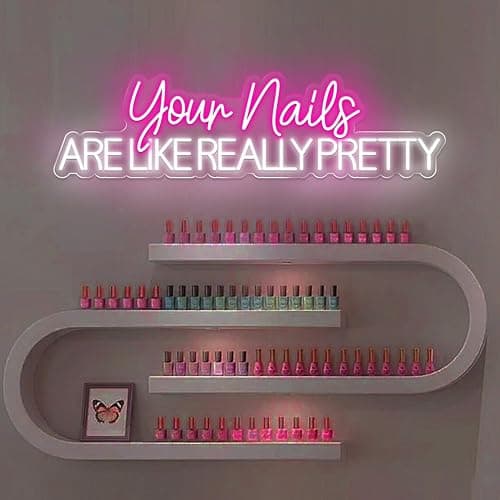 XIMAQIS Your Nails are Like Really Pretty Neon Sign 28inch Beauty Salon Signboard, Nail Studio Neon Light, Nail Salon Led Sign, Custom Beauty Room Wall Decor -Pink&White - Image 1