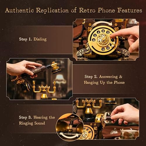 PANTASY Retro Phone Building Blocks Set for Adults, Vintage DIY Telephone Model Kit with Realistic Design, Creative Home Decor Gift, Ideal Gifts for Collectors & Hobbyists thumbnail 5