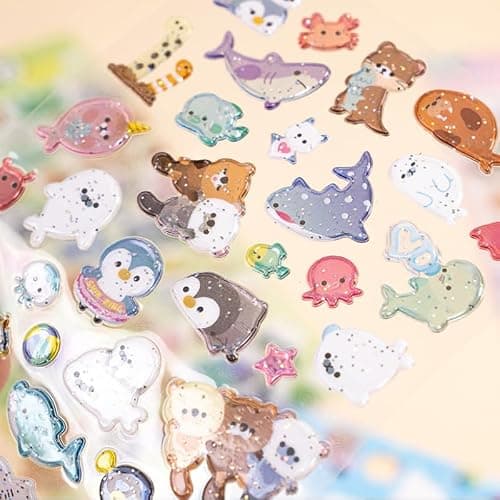 3D Cute Puffy Stickers 6 Sheets Kawaii Tiny Stickers Animal Puff Sticker Cartoon Design Glitter Sticker for Kids Adults Scrapbooks Laptops Phone Cases Journal thumbnail 6