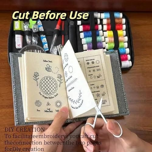 2026 Upgraded Embroidery Stitch Book Kit, 106 Patterns with Tools & Tutorials, 86 PCS Beginner Embroidery Kit, Portable All-in-One Hand Embroidery Book for Adults & DIY Craft Lovers thumbnail 4