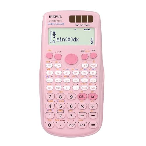 Scientific Calculators, IPepul Pink Math Calculator with 417 Function | Solar Battery Power and 4-Line Display, School Supplies for Middle High College Students Teachers (Pink) - Image 1