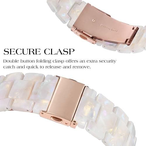 V-MORO Resin Band Compatible with Apple Watch Series 7/8/9/10/11 41/40/38/42mm, Women Fashion Strap for iWatch Series 6/5/4/3/2/1/SE, Lightweight Bracelet Wristband Replacement, Ivory White-Rose Gold thumbnail 7