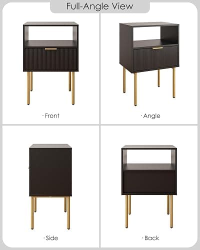 Aienvey Night Stand, Modern Nightstand with Drawers, Bedside Table, Gold Small Side Table for Bedroom, Living Room End Table (1 Drawer, Black Stripe) - Black Stripe - 1 Drawer thumbnail 9
