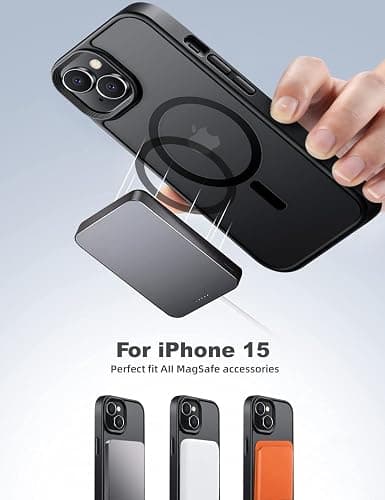 Tigowos Magnetic for iPhone 15 Case Drop Resistant Matte Skin Feeling Back Cover Shockproof Slim Fit for iPhone 15 Phone Case，Matte Black thumbnail 7