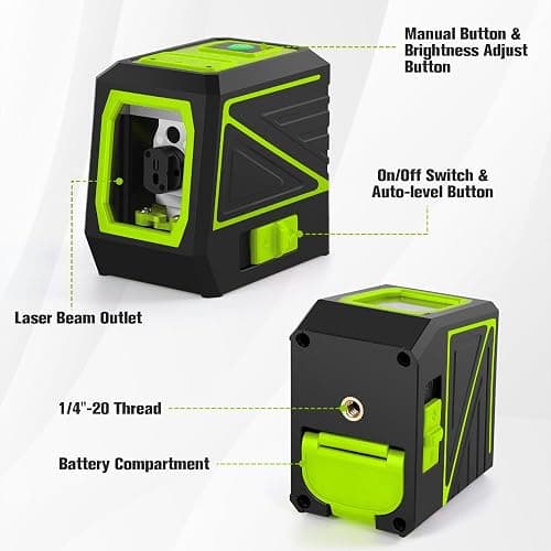 Laser Level with Tripod, 100 feet Green Cross Line Self Rotary Leveling Laser Level, Vertical and Horizontal Line, Rotatable 360 Degree, Manual Self leveling and Pulse Mode,IP54 Waterproof & Battery thumbnail 6