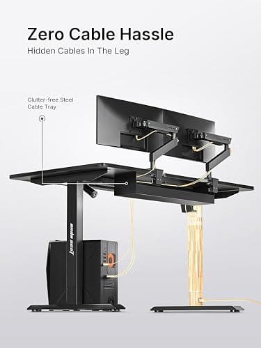 Anda Seat Height Adjustable Electric Standing Desk, Ergonomic Sit Stand Up Rising Desks, Memory Computer Workstation for Home Office, Study, Games (55.1"x29.5", Black) thumbnail 7