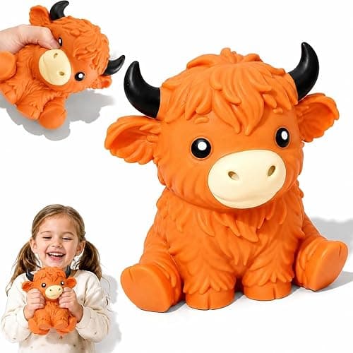 6in Highland Cow Squishy Jumbo,Giant Highland Cow Squishy | Big Realistic Moldable Soft Squishys Slow Rising Squeeze Toys for Kids Adults Slow Rising Fun Sensory Fidget Toy - Image 1