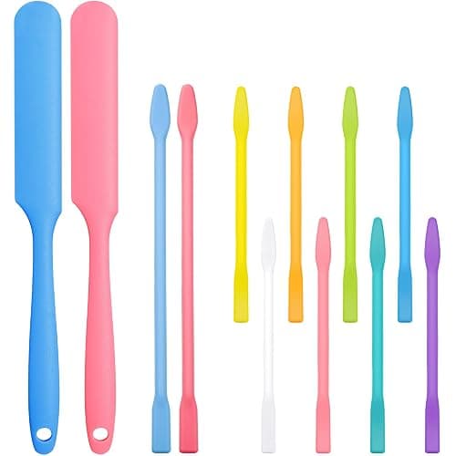 Patelai 12 Pieces Wax Sticks Silicone Waxing Spatulas for Hair Removal Reusable Silicone Applicator Different Sizes Scrapers Hard Sticks for Home Salon Body Use - Image 1