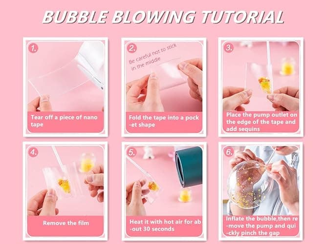 8 Pcs Colorful Nano Tape Bubble Kit for Kids with Glitter,Clay,Cute Stickers and Accessories Tools,Nano Double Sided Adhesive Gel Grip Traceless Tape thumbnail 6