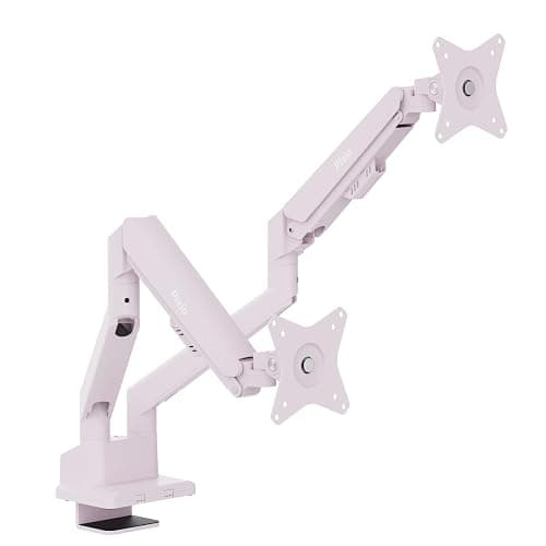 Pixio PS1D Wave Pink Dual Monitor Arm Stand Desk Mount - Fits up to 32 inches Monitors and up to 19.8lbs. VESA Compatibility and Integrated Cable Management - Image 1