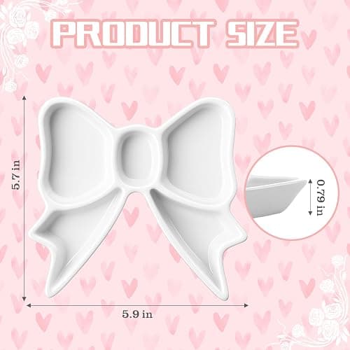 ❤️LemonRoad Coquette Bow Shaped Ceramic Jewelry Dish Tray Storage Tray Rings Necklace Bracelets Earrings Trays Cosmetics Jewelry Organizer for Coquette Room Decor Gifts thumbnail 3