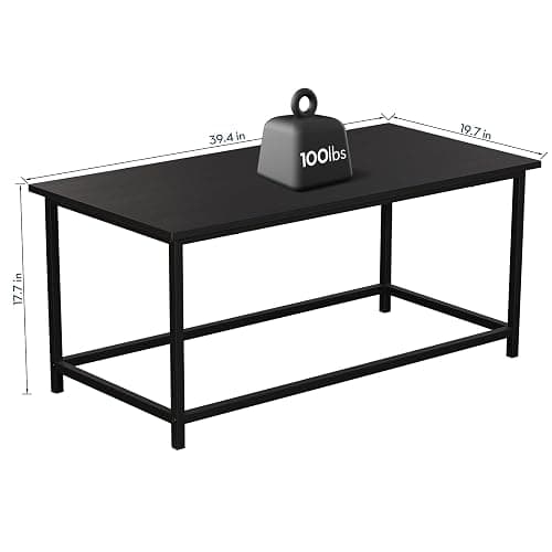 SAYGOER Black Coffee Table Simple Modern Rectangular Center Table Open Space Minimalist for Living Room Home Office Industrial Cocktail Tables, Easy Assembly, 39.37 x 19.69 x 17.72 - Black Large - 39.3"D x 19.7"W thumbnail 3