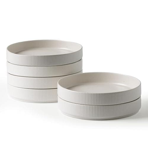 Richmount Star 7.5" Pasta Bowls Set, Salad Bowl Set of 6, Double Reactive Glaze, Stackable, Perfect for Your Friend for Housewarming, Thanksgiving, Christmas, Matte White (Full Glaze) - Image 1