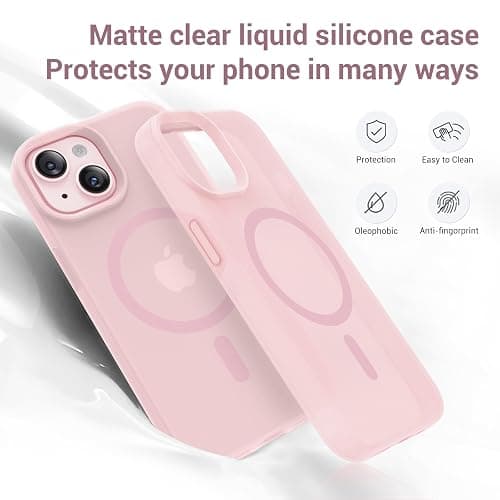 jaroco for iPhone 15 Case,with Magnetic[Liquid Silicone][Compatible with MagSafe] [Military Grade Drop Protection] Translucent Matte Shockproof Phone Cover Phone Case-Pink thumbnail 8