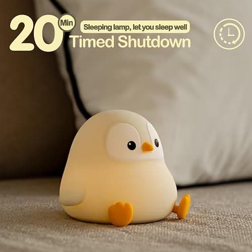 ATSUI Penguin Night Light, LED Squishy Novelty Animal Night Lamp, Food Grade Silicone, 2 Level Dimmable, Nursery Nightlight for Desk Decor, Funny Gifts Stuff for Boys Girls Baby, White Elephant Gifts thumbnail 4