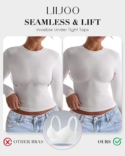 Women’s Plus Size Full Coverage Wireless Bras Supportive Wide Strap Comfort Bra for Sagging Breasts No Back Fat Minimizer Bra thumbnail 4